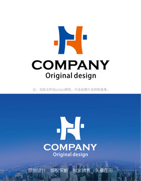 HN字母logo设计