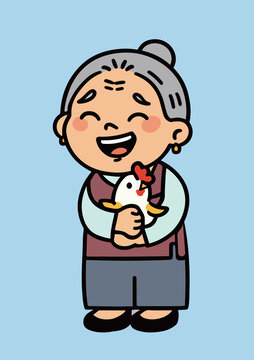 卡通老奶奶形象养鸡场土鸡蛋