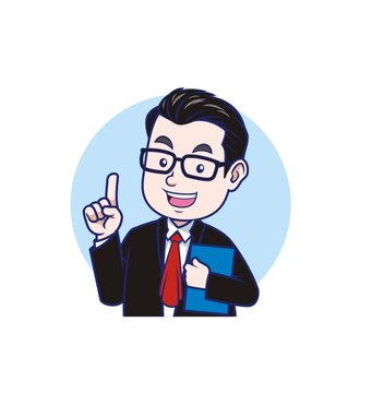 卡通中年法官头像矢量图