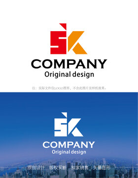 SK字母logo设计