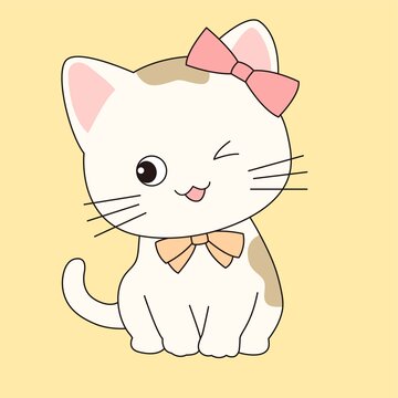 可爱卡通简笔画小猫插画