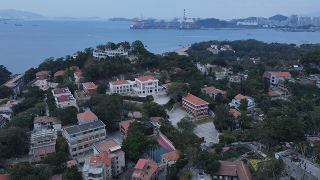 福建厦门思明区鼓浪屿老城区航拍