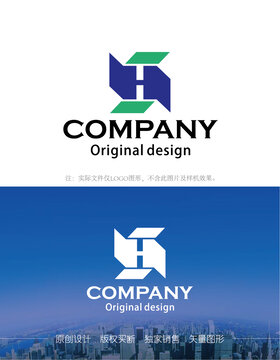 SH字母logo风车logo