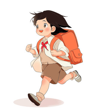 小孩上学插画