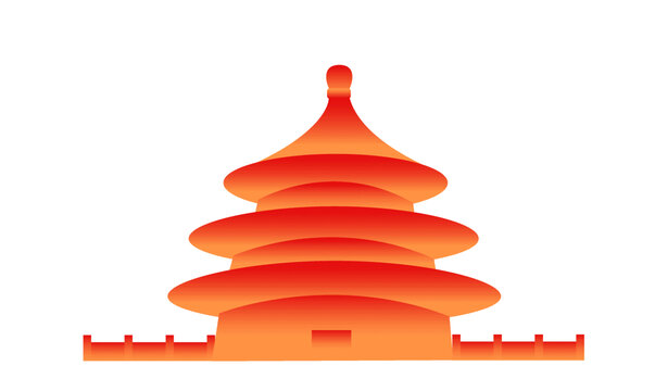 国庆喜庆天坛红色插画