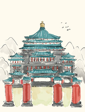 国风水墨重庆大礼堂
