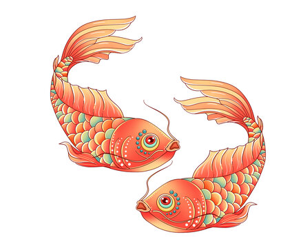 锦鲤线描