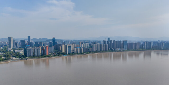 杭州钱塘江滨江城市全景