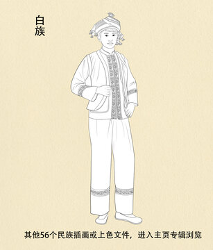 白族人物线稿