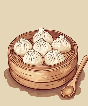 灌汤小笼包插画