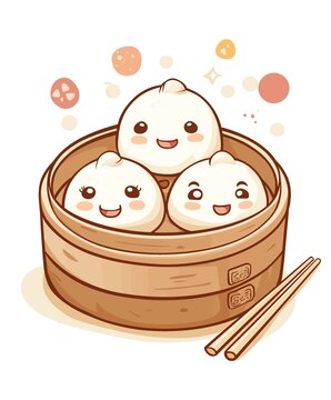 小笼包插画