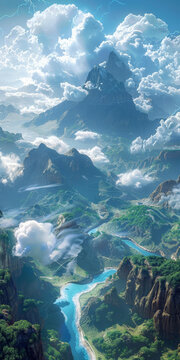 奇幻山脉景观