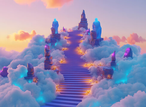 梦幻云层中的天堂阶梯