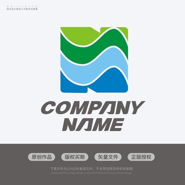 N字母几何LOGO标志设计