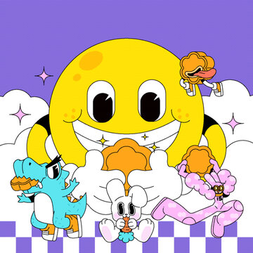 中秋节卡通插画微笑的月亮