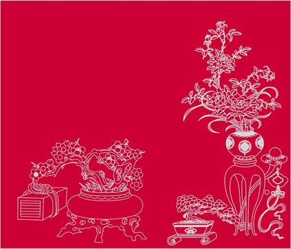 古风牡丹梅花古籍图
