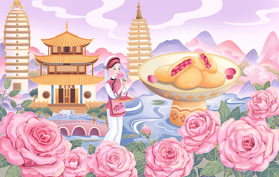 云南旅游特产美食玫瑰鲜花饼