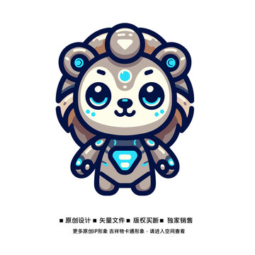 可爱科技狮子创意卡通