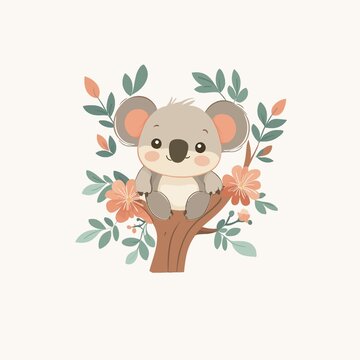 树袋熊手绘插画矢量
