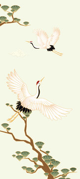 野鹤绕松柏