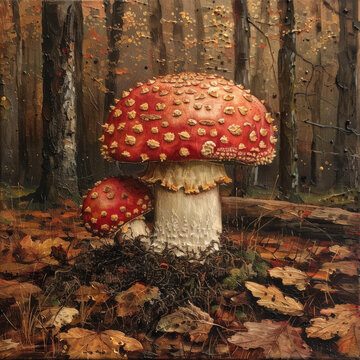 红蘑菇 秋季森林