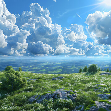 在山顶上俯瞰壮丽的风景