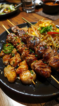 香烤扇贝肉串配芝麻