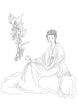 白描仕女图