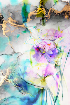 水彩墙画水墨画抽象画装饰画