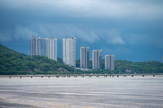 珠海香洲区情侣路沿途城市风光