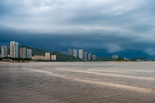 珠海香洲区情侣路沿途城市风光