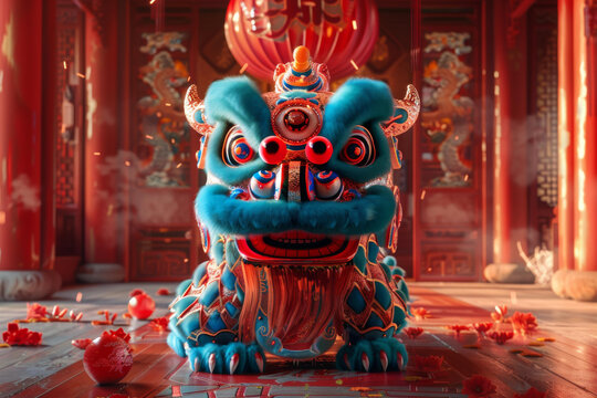 舞狮的AI图片