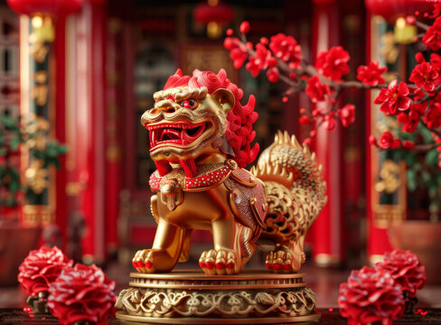 祥狮献瑞的AI图片