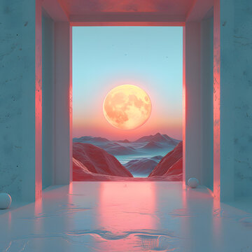极简主义月球景观