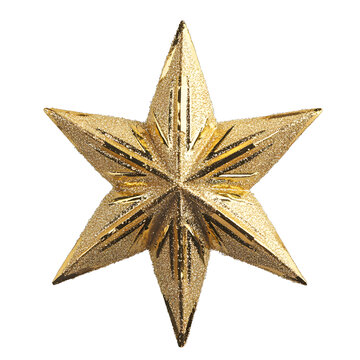 [免抠素材]金色亮片圣诞树星形装饰
