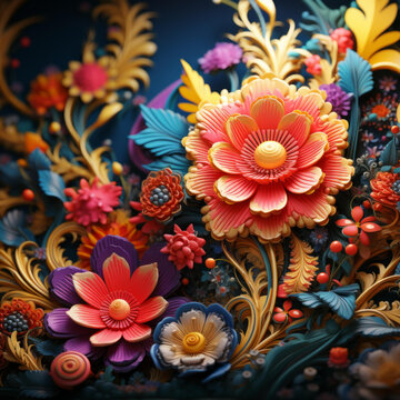 色彩鲜艳形状各异的鲜花细节错综复杂