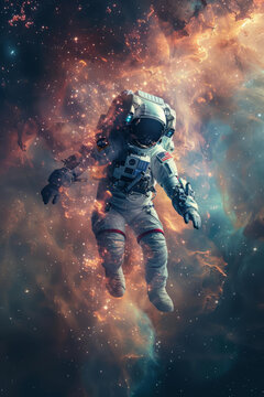 宇航员在浩瀚宇宙中进行太空行走