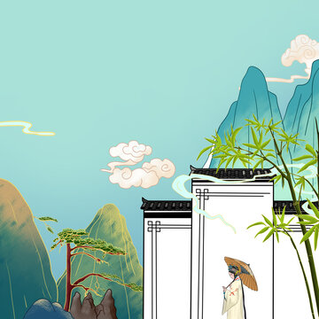 徽派建筑手绘