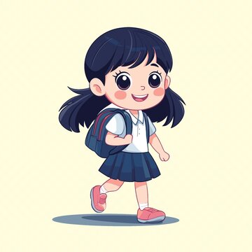 上学的小女孩