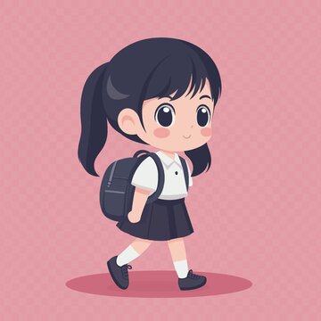 卡通小学生手绘