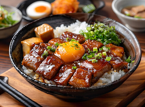 日式猪肉饭配蛋黄