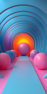 3D渲染，抽象简约背景与几何形状