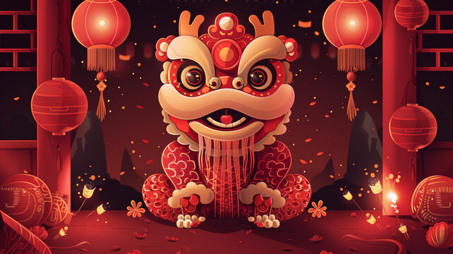 舞狮的AI图片