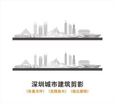 深圳城市剪影线稿