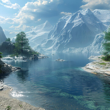 雪山湖泊美景
