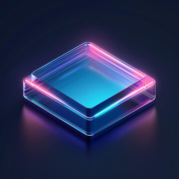 发光的蓝色和粉色的正方形的渲染图