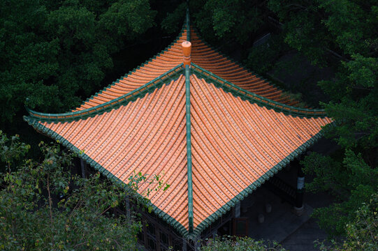 中国建筑琉璃瓦屋顶特写