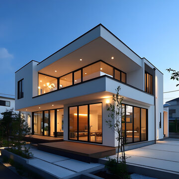 现代简约白色房屋建筑外观