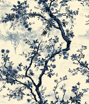 青花瓷纹花卉图案