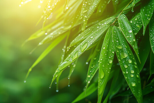 竹叶上的水滴